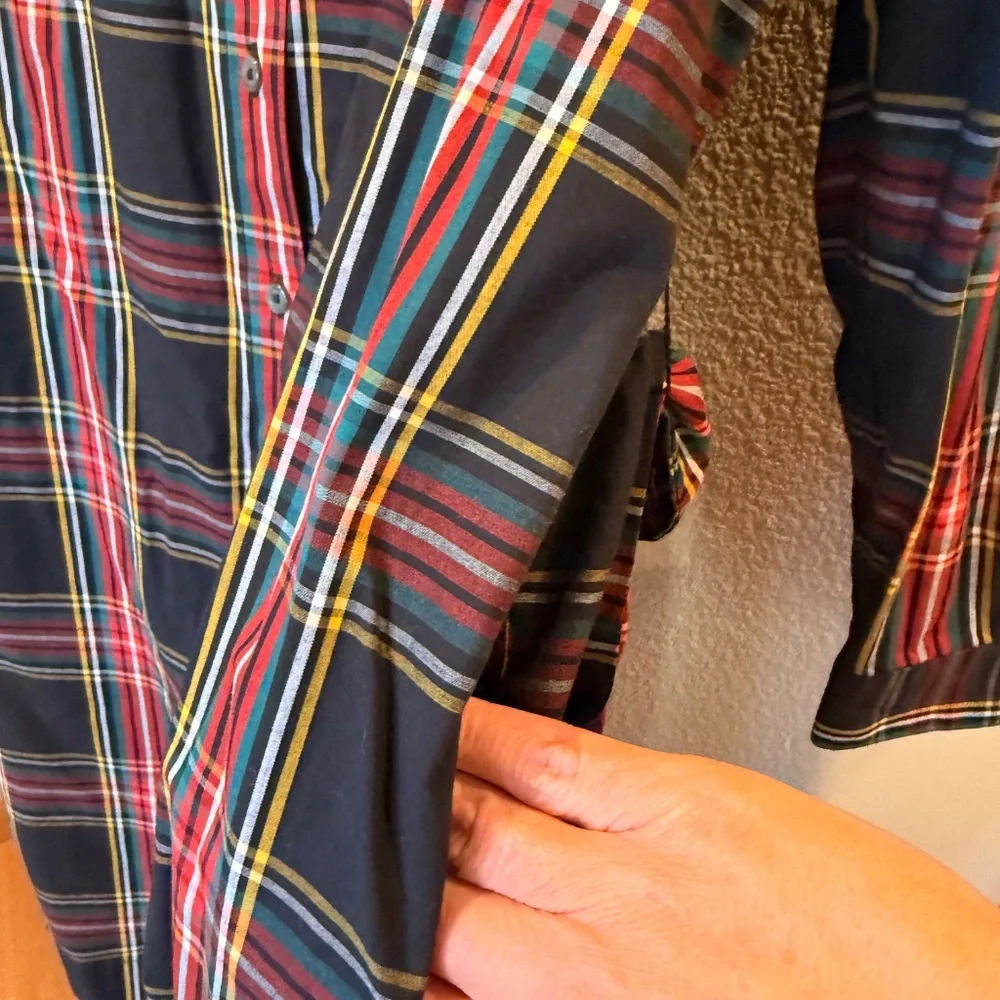 J. Crew Holiday Christmas Stewart Tartan Plaid Belted Shirtdress Size 12 - Picture 7 of 8